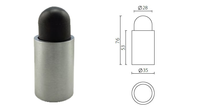 Alu alloy door stopper DSA28, wall mounted - Door Stop - 1