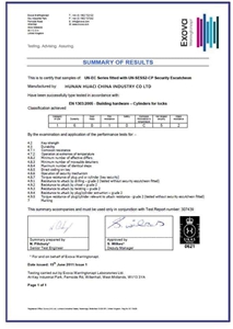 BS EN1906:2010 Certificates for Building Hardware - Lever Handles and Knob Furniture of HUACI