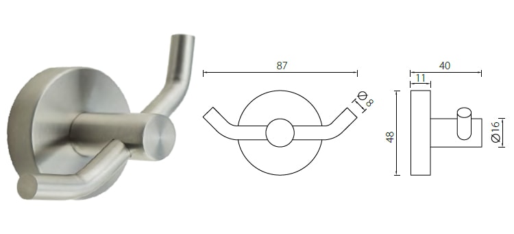 CHS05 coat hook for bathroom, Satin Finish - Accessories - 1