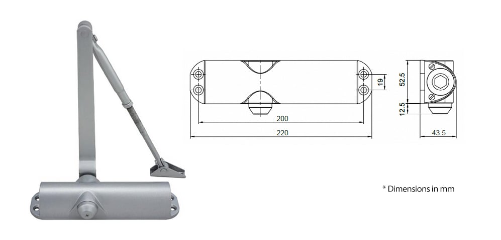 DC3003 automatic door closer for exterior/interior doors - Door Closer - 1