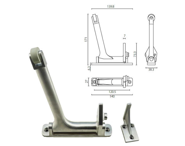 DCS03 stainless steel door coordinator for commercial fire or smoke doors - Door Coordinator - 1