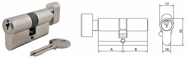 ECS3030TK double profile euro cylinder with thumbturn - Euro Cylinder - 1