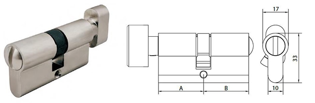 ECS3030WC brass privacy profile cylinder for toilet & Bathroom doors - Euro Cylinder - 1