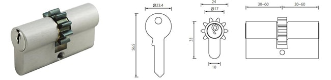 ECS-GC3030 Euro cylinder with gear cam - Euro Cylinder - 1