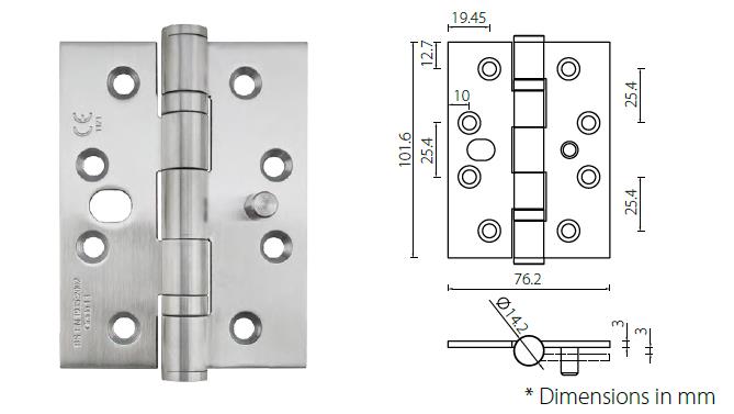 Grade 13 fire rated commercial door hinge 4 - x 3 - x 3mm with safety dog bolt - Door Hinge - 1