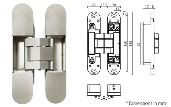 HAC206 adjustable 3D concealed hinge for 60kg commercial & residential doors - Door Hinge - 1