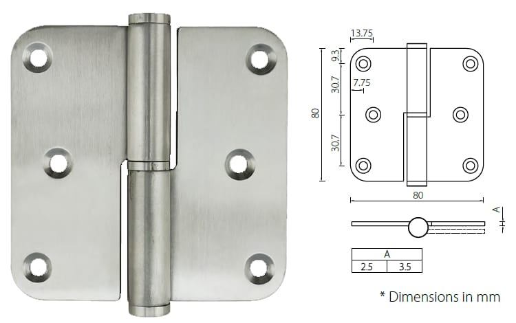 HLL8080 series square lift off butt hinge with 2.5/3.5mm thickness - Door Hinge - 1