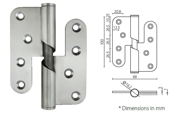 HLR1008830 L type rising lift off door hinge, 3.0mm thickness - Door Hinge - 1