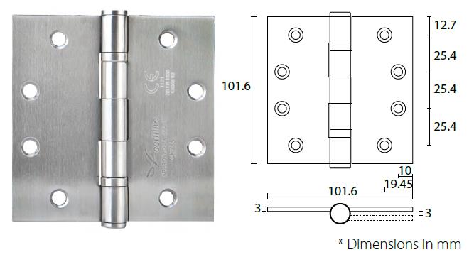 Mortise butt hinge 4 - x 4 - x 3mm - CE marked square corner ball bearing hinge - Door Hinge - 1