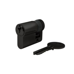 Modern matte black asymmetrical single sided euro cylinder ECS1030-BK