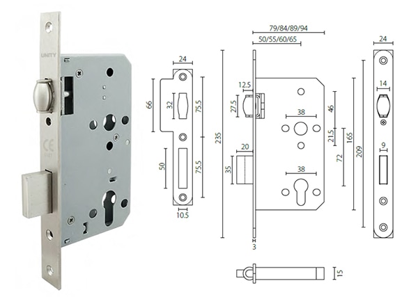 ML107207 adjustable mortice roller latch lock with deadbolt - Door Lock - 1