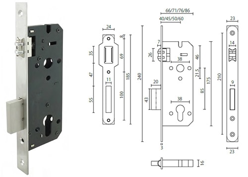 ML208507 adjustable cylinder mortise roller latch lock - Door Lock - 1