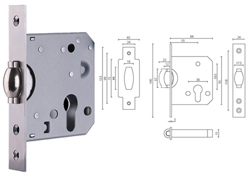 MLC107-55 roller bolt mortice dead lock with passage function - Door Lock - 1