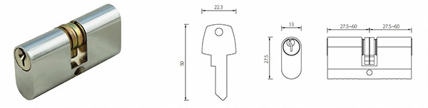 OCS-A201 oval euro profile cylinder aluminum housing & brass core - Euro Cylinder - 1