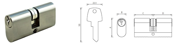 OCS-Z201 double keyed storm door lock cylinder double cam design - Euro Cylinder - 1