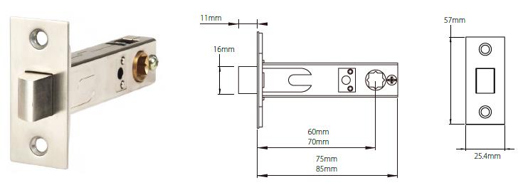 RTL30 Residetial tubular mortice latch 60/70mm backset - Door Lock - 1