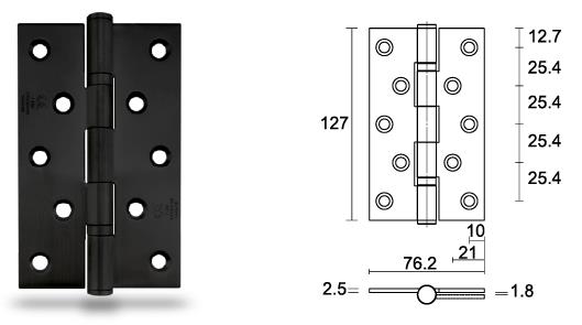 Stainless steel Certifire tested ball bearing butt hinge black,5