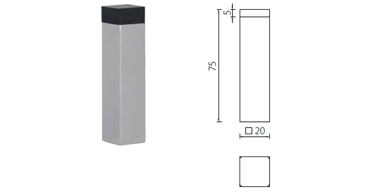 Stainless steel square door stop DSS27 - Door Stop - 1