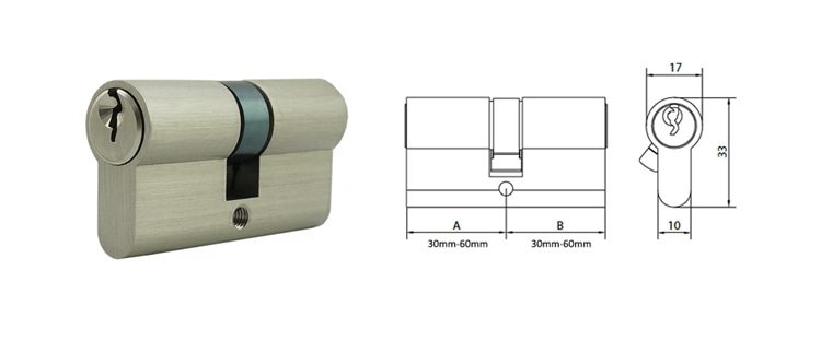 Satin nickel key alike euro cylinder, double/single type available - Euro Cylinder - 1