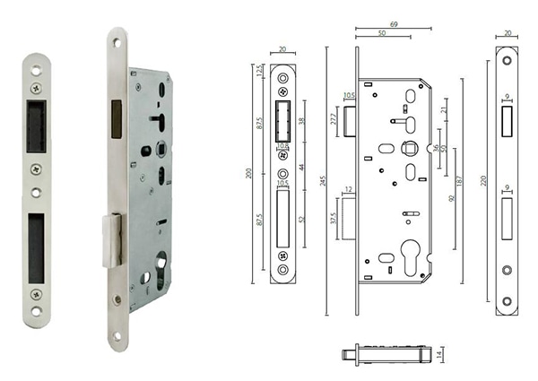 MG9210-50 mortice lock with magnetic latch, 92mm centers/50mm backset - Door Lock - 1