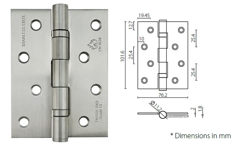 Stainless door hinge HB403020 -square corner & ball bearing - Door Hinge - 1